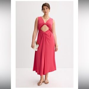 Rosetta Getty Vibrant Pink Cut-Out Midi Dress